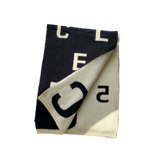 Deepsea深海自制款双面双色字母柔软保暖围巾女冬季韩风加厚围脖