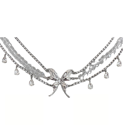 小众设计夸张金属大蝴蝶水晶项链