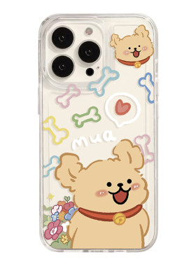 送花小狗iPhone17promax苹果16新款小米15华为pura80适用mate70荣耀400红米vivoS30透明opporeno13情侣手机壳