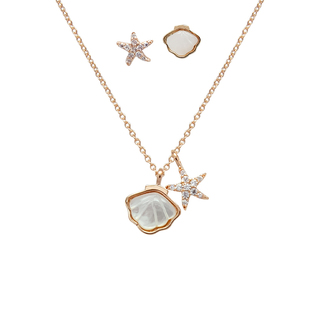 Chomel贝壳海星珍珠贝母项链耳环组合女轻奢小众生日礼物女生1196