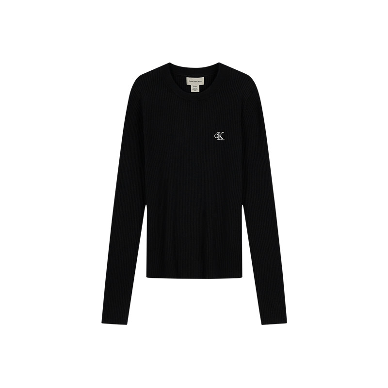 CK Jeans26秋季女士坑条肌理开衫修身圆领POLO海鸥领针织衫