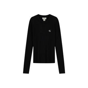 CK Jeans26秋季女士坑条肌理开衫修身圆领POLO海鸥领针织衫