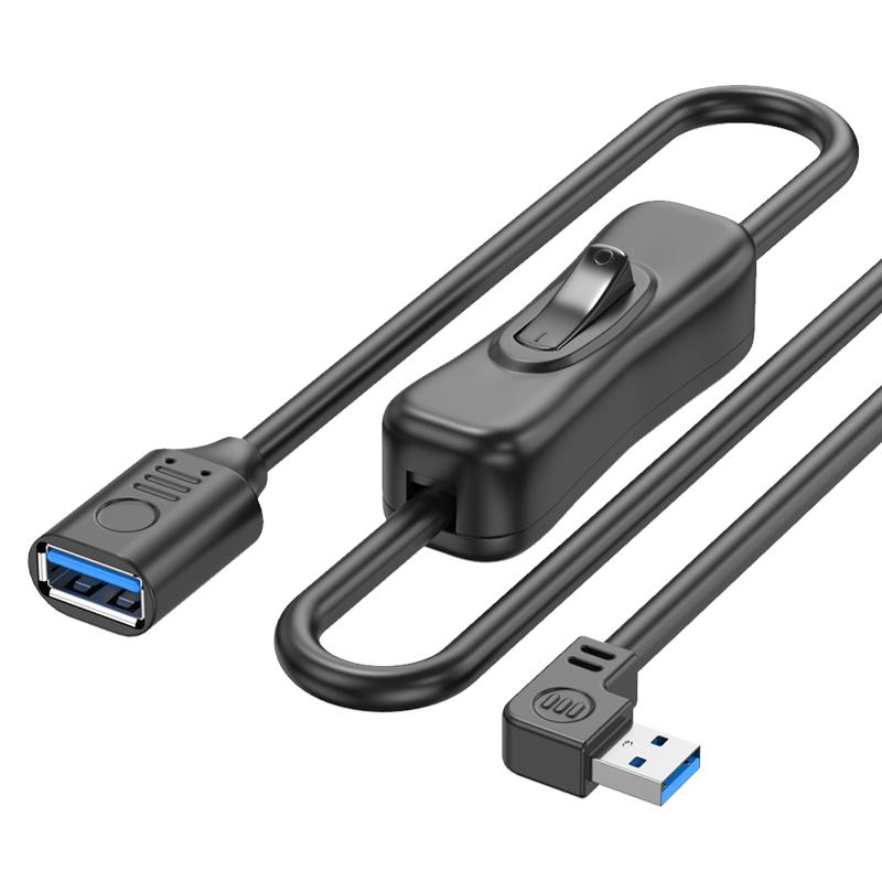 浮太usb3.0延长线带开关公对母小风扇台灯行车记录仪数据供电线90度3.0高速直角上下左右转弯头支持数据供电