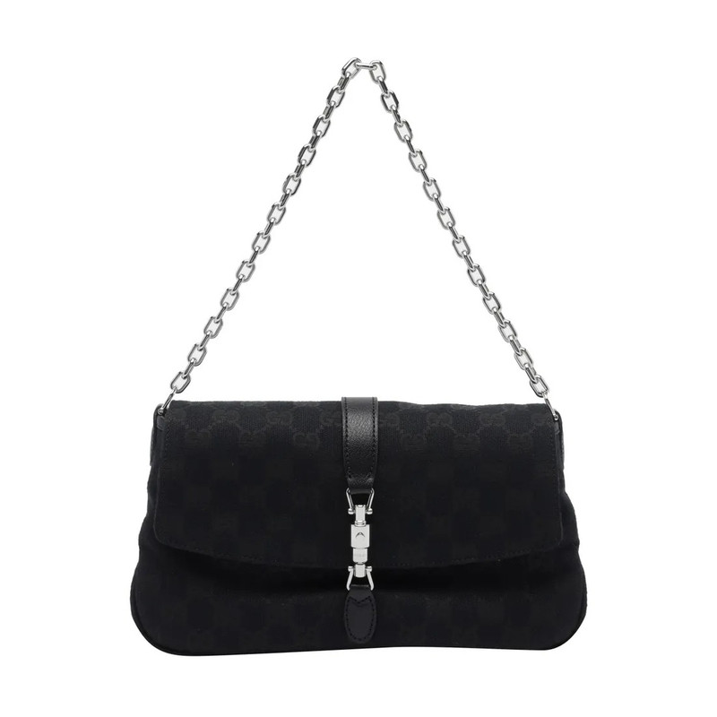 GUCCI 古驰女士中号aperitivo黑帆布链条包 26秋冬新款意大利代购