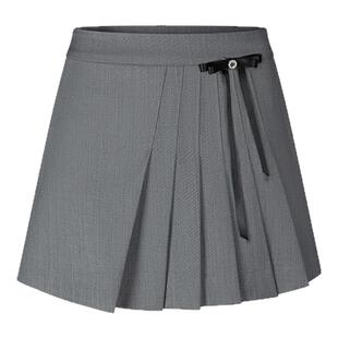 【周也同款】HERLIAN 女士百褶短裙蝴蝶结装饰不规则半裙