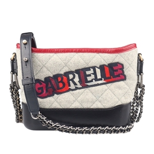 9新CHANEL GABRIELLE 流浪海军蓝毛呢贴饰小号斜挎二手奢侈品包包