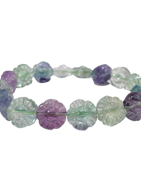 全彩萤石多色五瓣花件时尚风手链