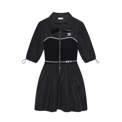 REVAN芮范设计师款甜酷运动风黑色连衣裙RN71101097