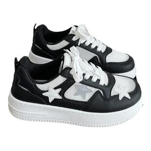 环球黑色星星网鞋女款2026新款夏季薄款网面透气鞋子百搭运动板鞋