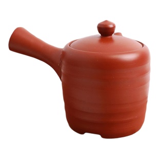 日本常滑烧急须玉阳朱泥壶2切立型240ml纯手工侧把日式紫砂陶茶壶