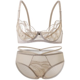 超薄大码性感蕾丝大胸显小无棉垫内衣刺绣文胸薄款纯欲情调胖mm女