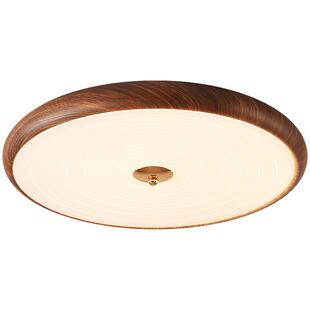 箭牌中古美学吸顶灯护眼卧室灯胡桃木色高亮护眼创意房间中山灯具