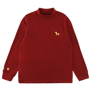 oddtails男童半高领长袖T恤精品羊绒保暖打底衫2025新款儿童上衣