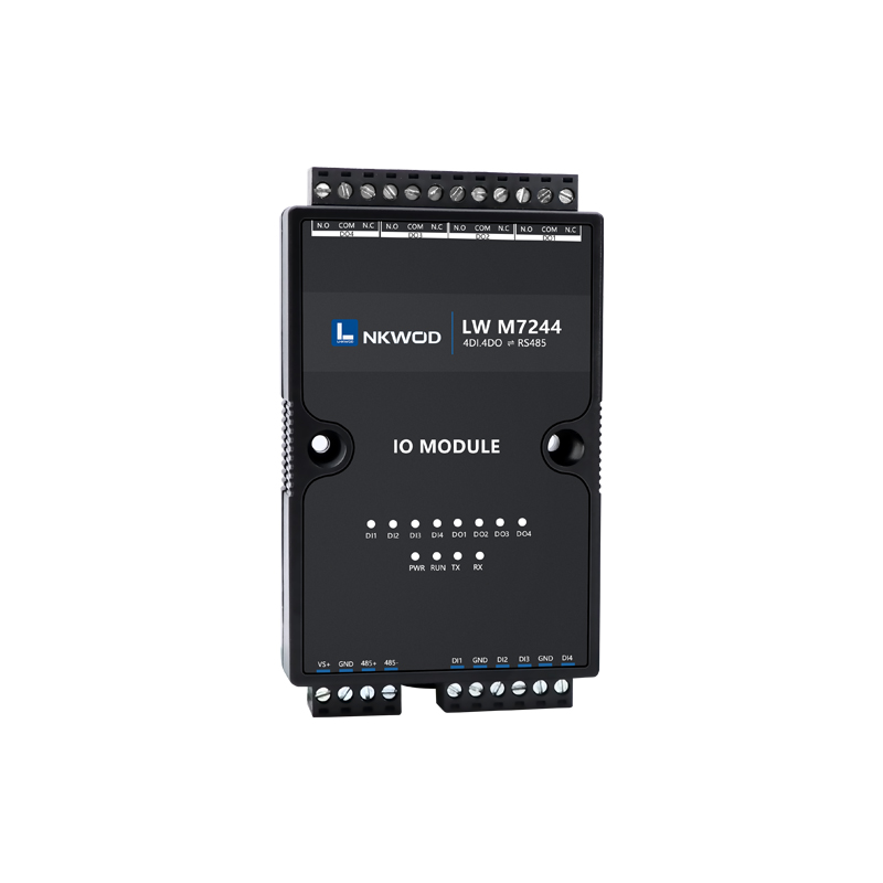 凌柯沃4DI干接点4DOC型继电器输出开关量转RS485远程IO模块M7244