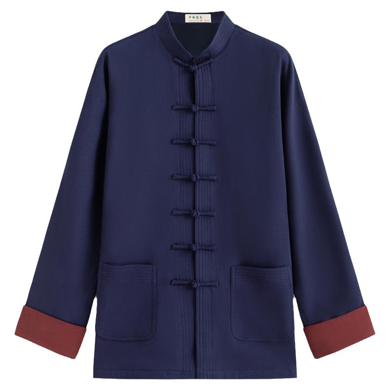 武当山太极服秋冬2025新款中式练功服唐装休闲撞色中国风立领款男