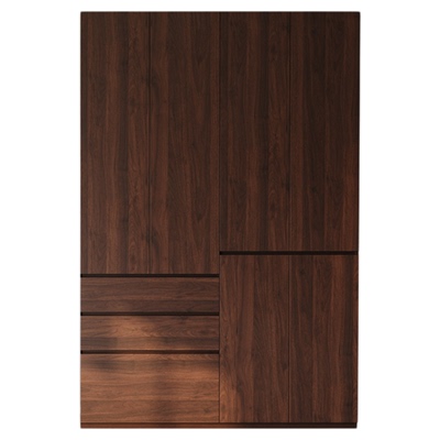 定制全实木胡桃木色中古风全实木新款卧室主卧分段式二四六门衣柜