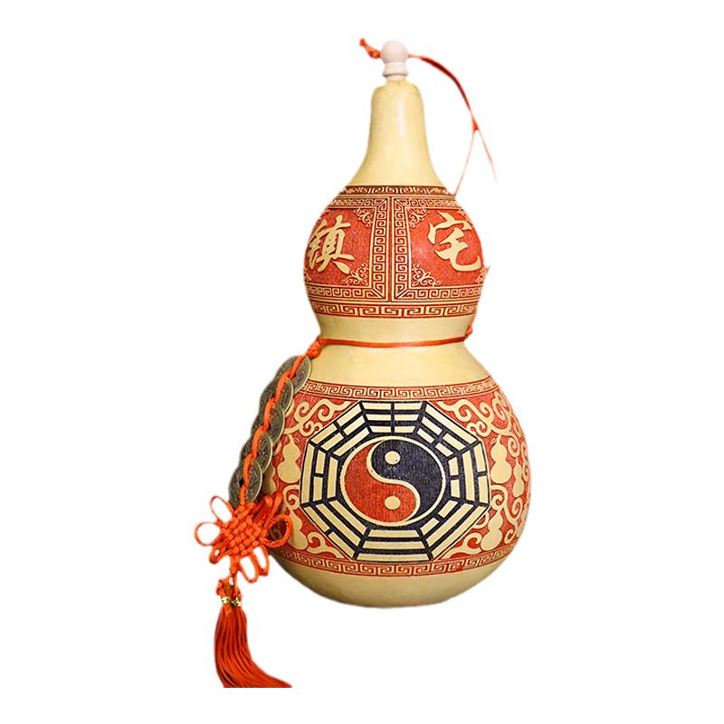 开口葫芦摆件挂件带龙头五帝钱