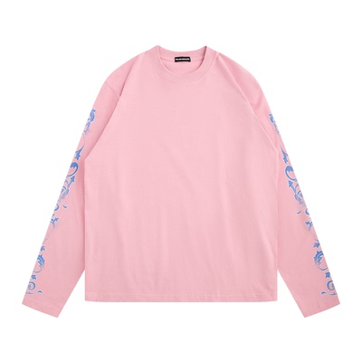 Randomevent侵蚀长袖T恤复古桂枝纯棉重磅套头圆领