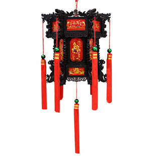 中式仿古六角龙灯2026新款灯笼旋转七彩过年春节结婚庭院阳台宫灯