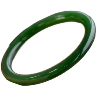 和田玉手镯碧玉女款少女细圆条叮当镯菠菜绿玉镯子年轻款美人条