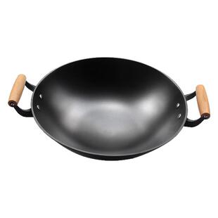 郏县铁锅双耳铸铁锅老式无涂层不粘锅家用圆底生铁大炒锅