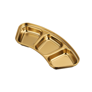 304不锈钢蘸料分格小碟子调味酱料碟三格联碟火锅韩式烤肉店餐具