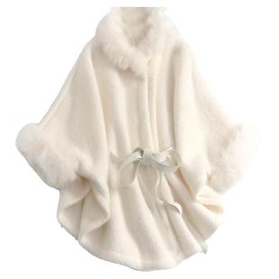 小个加厚斗蓬披肩外套时尚显瘦气质短款水貂绒蝙蝠袖皮草外套H843