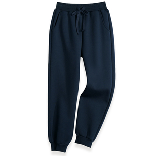 儿童深藏蓝运动裤加绒男女童直筒宽松深灰色长裤学生校服裤子冬季