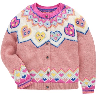 代购 MiniBoden儿童毛衣 25秋季女童粉橘色小爱心针织开衫 2-12岁