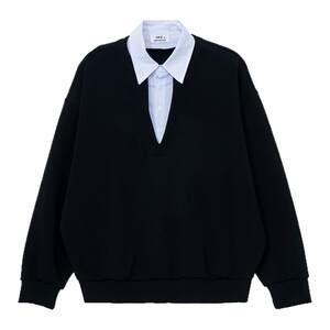 HOLOCENE 美潮Holocene美式潮牌小众设计感假两件拼接卫衣套装男宽松休闲时尚感