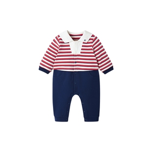 英氏婴儿衣服男宝童装连体衣秋季新生儿外出爬服