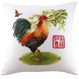 刺绣抱枕十字绣抱枕大吉大利十二生肖鸡客厅卧室汽车靠垫自己绣