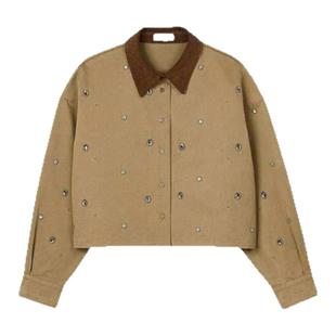 【现货】Rouje Life吴千语同款2024秋冬新款复古灯芯绒领棉质外套