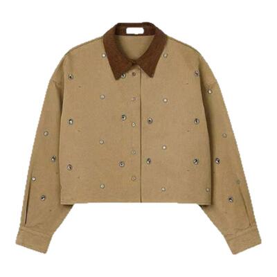 【现货】Rouje Life吴千语同款2024秋冬新款复古灯芯绒领棉质外套