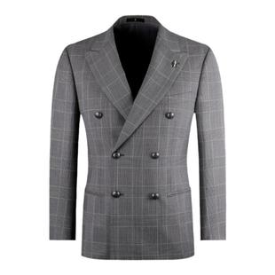 【130S】LAMPO/蓝豹意大利130支西服上衣复古双排扣西装外套