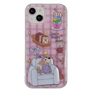 ins日韩可爱格纹小狗适用iPhone15promax手机壳苹果13保护壳17新款16带支架14防摔硅胶12高级感全包女款软外p