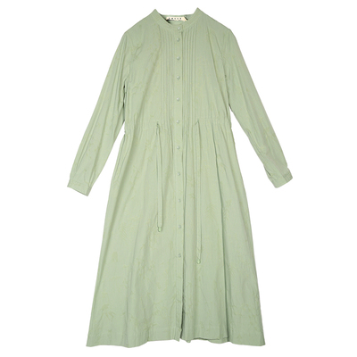 【ZOLLE因为】纯棉中腰极简百搭带扣长袖连衣裙