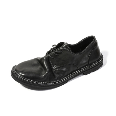 全黑马皮皮鞋男款手工鞋