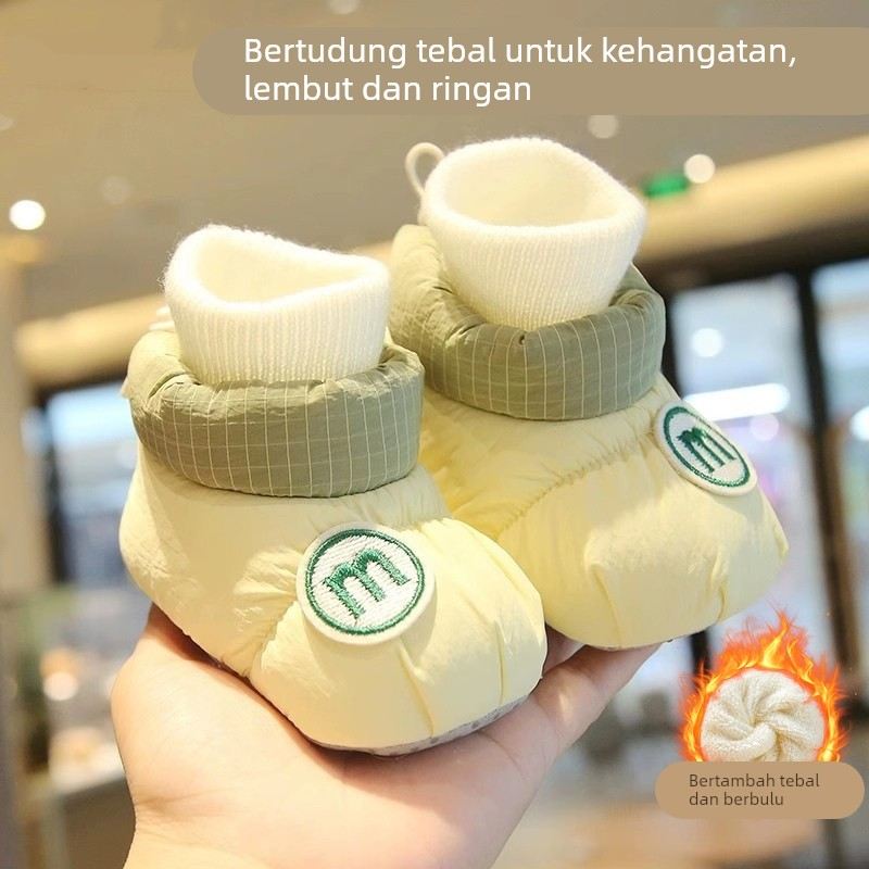 婴儿鞋子冬款加绒0到6个月12冬季鞋袜冬天地板袜初生宝宝秋冬棉鞋