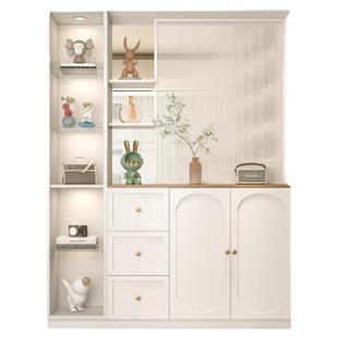 玄关柜现代简约隔断客厅柜法式奶油风鞋柜屏风一体入户玄关隔断柜