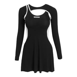 连体泳衣女款夏裙子保守黑色长袖梨形身材小胸平胸专用聚拢显胸大