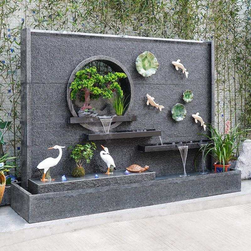 户外庭院成品水幕墙流水墙公司屏风隔断影壁墙鱼池背景墙循环水景