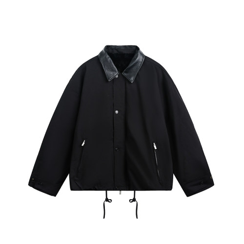 Dream made 美式巴恩风皮领棉服外套男冬季新款加绒加厚短宽棉衣