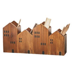 笔筒日式复古书桌创意摆件画笔彩铅化妆刷桶办公室木质桌面收纳盒