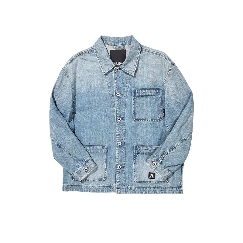 ABLE JEANS 春秋新款男士复古水洗工装牛仔夹克休闲衬衫外套