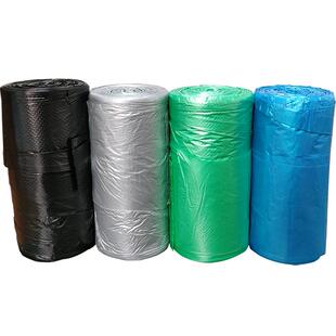 【100只优质】加厚厨余分类家用垃圾袋背心手提式彩色卷装蓝绿色