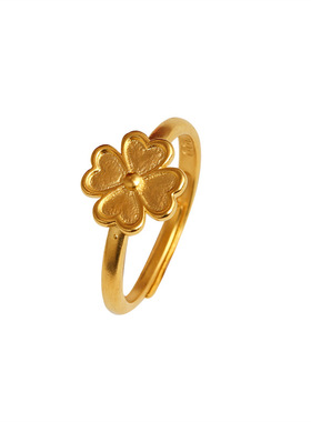 沙金花开富贵戒指精致可调节活口指环手饰品久不掉色小花朵女戒