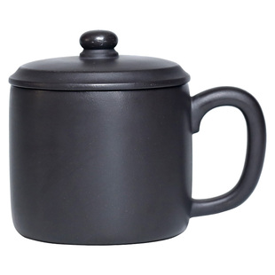 紫砂杯黑石黄大容量单杯带盖手工家用中式大号泡茶杯宜兴