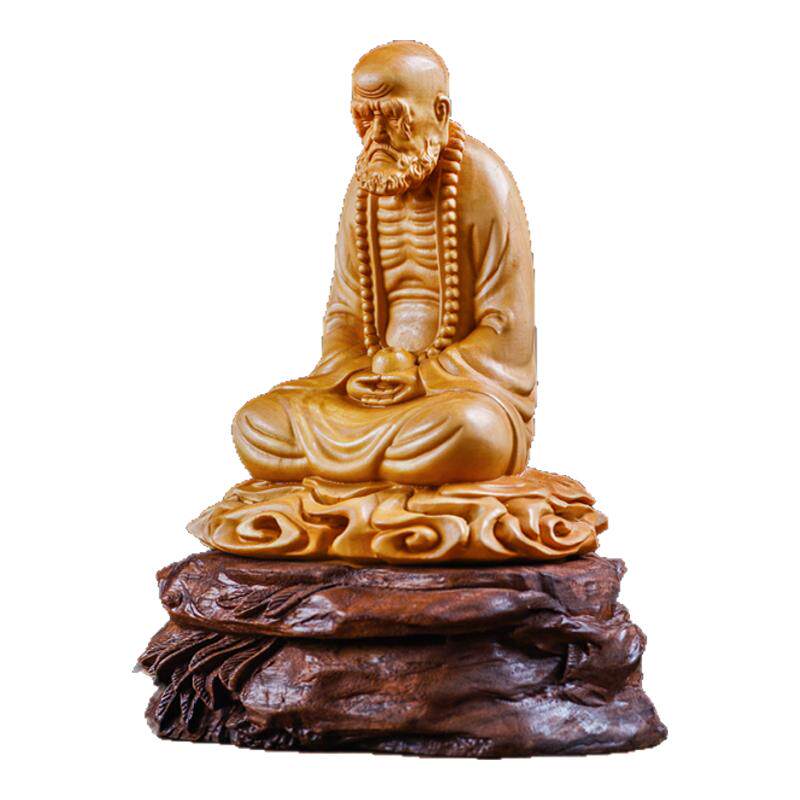 古典黄杨木达摩盘香炉