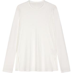 【周迅同款】LESS春圆领长袖T恤女白色休闲修身打底衫2O2113250